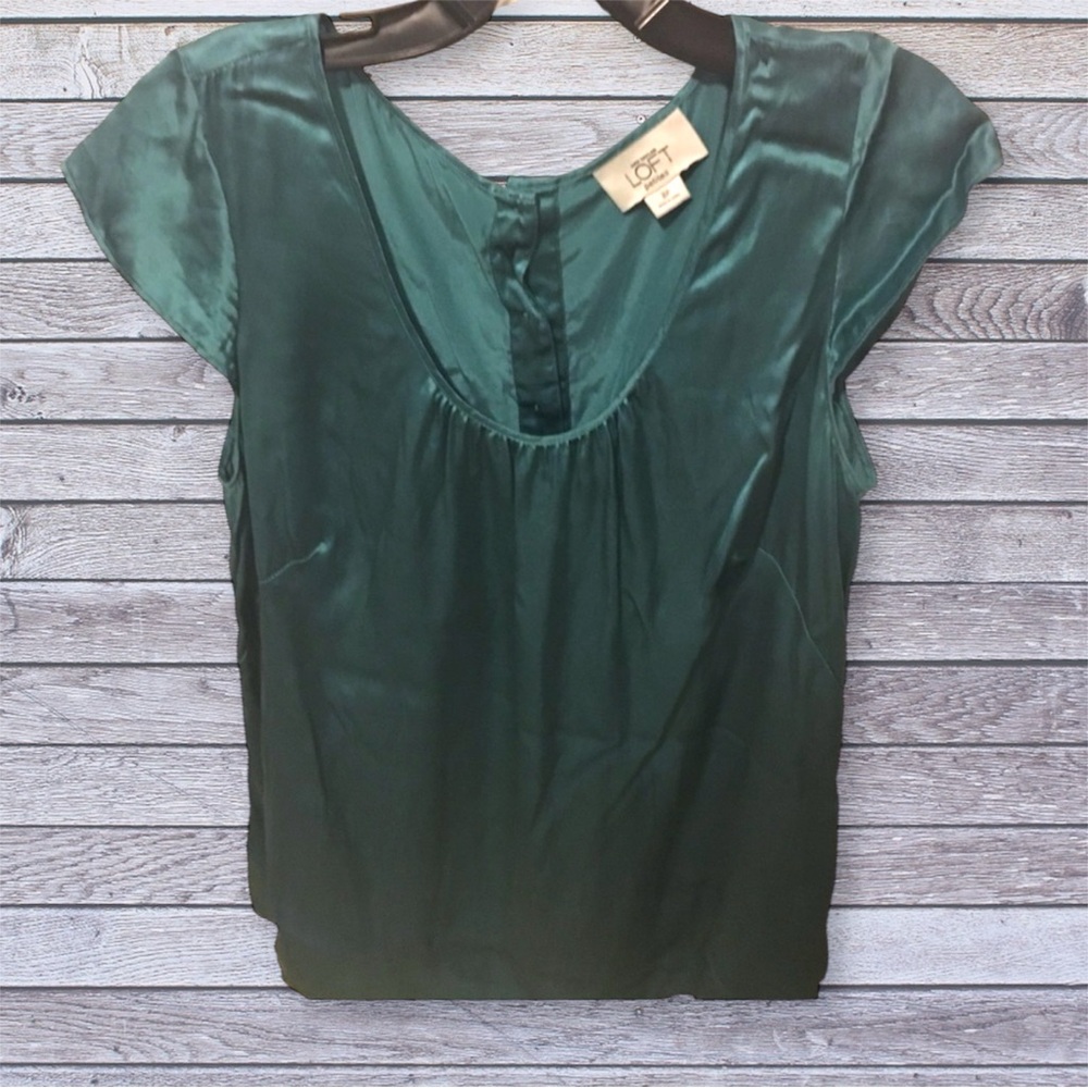 Loft teal silk shirt 8 petite